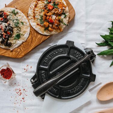 Прес для тортилій Victoria, чавун, 20 см: для тако, арепа, кесаділья, емпанада, патакон