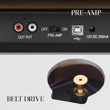 Вініловий програвач House of Marley Stir It Up Wireless Bluetooth, екологічний, 33/45 об/хв, з передпідсилювачем, головкою Audio-Technica, корпус з бамбука