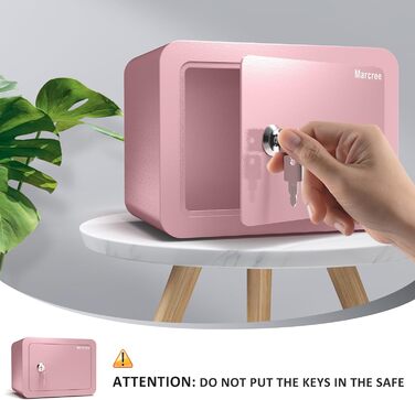 Marcree Cub Safe - Міні-сейф для грошей та особистих речей з ключем (рожевий)