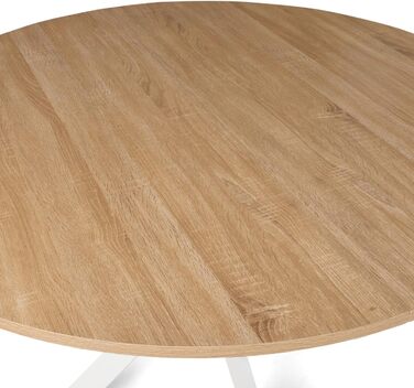 Столовий стіл IDMarket Alix, круглий, на металевих ніжках, 110 см, для 4-6 осіб, дерево та білий колір