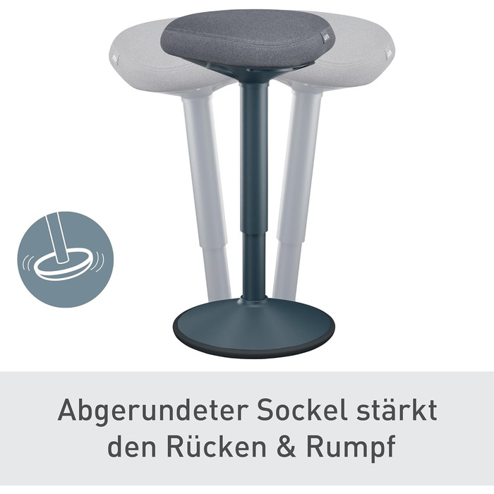 Leitz Ergo Active Столик для стояння з пінопластовим сидінням, регульована висота 57-82 см, оббивка з переробленого матеріалу, до 110 кг, серія Ergo, темно-сірий, 65450089