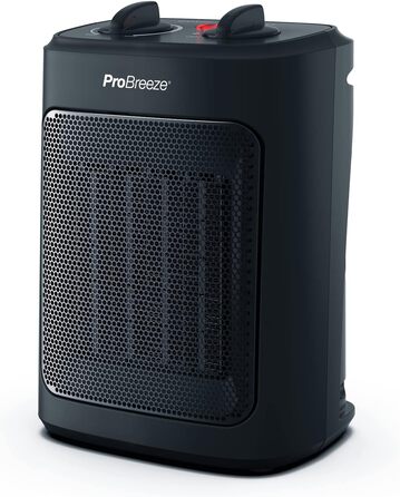 Про Breeze 2000W керамічний міні-нагрівач з холодною функцією та 3 рівнями потужності - для офісу, вітальні, спальні або тераси - Чорний