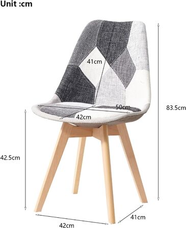 Стільці для їмжі GrandCA HOME: комплект з 4 шт., з масиву буку, в стилі ретро, чорно-білі, для кухні та офісу