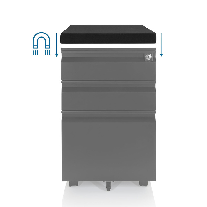 Контейнер на колесах COLOR OS, метал, чорний з подушкою для сидіння, чорний, hjh OFFICE