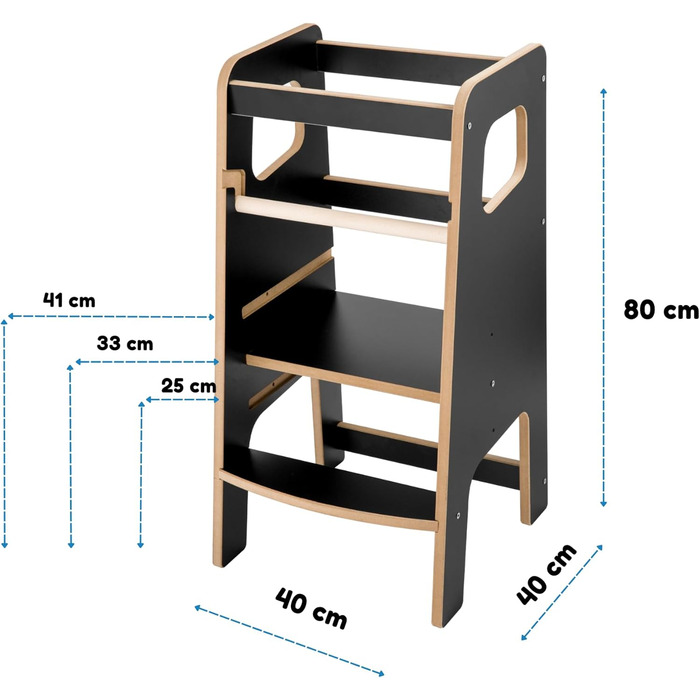 Стілець-сходинка Монтессорі для дітей з перекладинами – білий кухонний помічник, безпечний та надійний, з фіксатором, регульована висота, улюблець батьків, сучасний та стійкий Model 4 - Білий (Model 3 - Чорний)