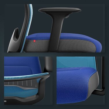 Офісне крісло Interstuhl Every Active Edition – регульована поперекова підтримка, комфортне та активне сидіння (Зелений | Чорний) (Світло-блакитний | Блакитний)