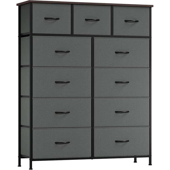 Комод з шухлядами Somdot, тканинний комод, комод для спальні, вітальні, передпокою, 5/11 шухляд, білий, штучна шкіра (кольори: котравий сірий, 30T x 100B x 118.5H см)