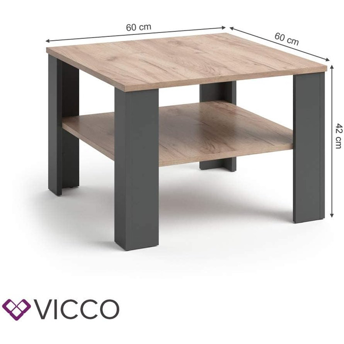 Журнальний столик Vicco Homer, антрацит/пісок, 60 х 42 см