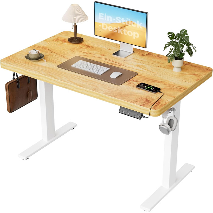 Регульований стіл Agliestic 120x60 см з 2 моторами, 3 пам'яті, для дому та офісу (світло-коричневий)