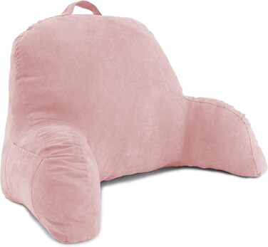 Підголовник для ліжка Deluxe Comfort з мікросуїду – подушка для спинки з підлокітниками – подушка для відпочинку в ліжку – подушка для читання та відпочинку – м'яка, але пружна наповнювач – подушка для читання, Рожевий, універсальний розмір