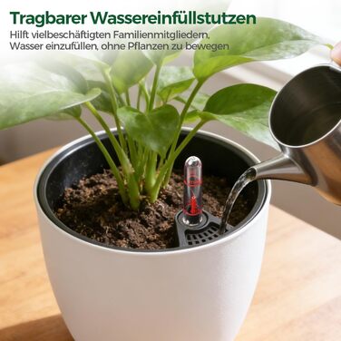 Автоматичний горщик для квітів з індикатором рівня води, 2 шт. - ідеальний вибір для зайнятих людей та початківців, підходить для монстери та розмарину, для дому та саду (білий, 17,5 см)