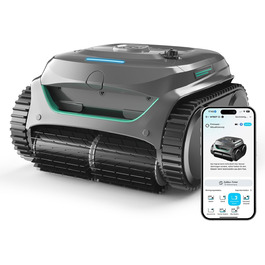 Робот-пилосос для басейну WYBOT C2: акумуляторний, для вбудованих басейнів до 150㎡, подвійне фільтрування, потужний двигун, чистка дна та стін, 180 хвилин роботи, керування через додаток (чорно-зелений-сірий)