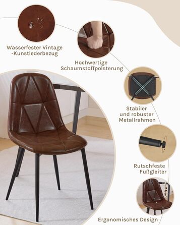 Стільці для їдальні Lestarain з підлокітниками, для кухні, вітальні, їдальні, м'які, з оксамитовим покриттям, металеві, ергономічний дизайн, темно-зелений