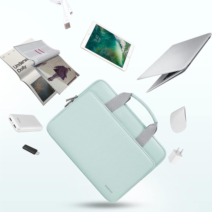 Чохол для ноутбука DOMISO 16 дюймів, сумісний з MacBook Pro (M4/M3/M2/M1) Pro/Max, водонепроникний, з ручкою, (14 дюймів, м'ятний)
