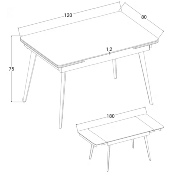 Стіл OSLO CERAMIC 120(180)*80 чорний мат/чорний каркас