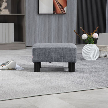 HOMCOM Footstool Пуф прямокутний Лляний пуф до 150 кг з навантаженням для вітальні, передпокою сірий