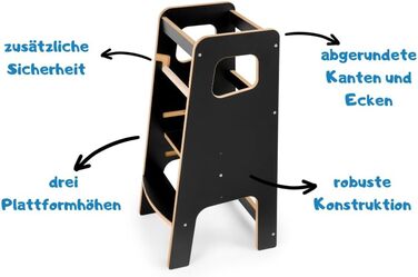 Стілець-сходинка Монтессорі для дітей з перекладинами – білий кухонний помічник, безпечний та надійний, з фіксатором, регульована висота, улюблець батьків, сучасний та стійкий Model 4 - Білий (Model 3 - Чорний)