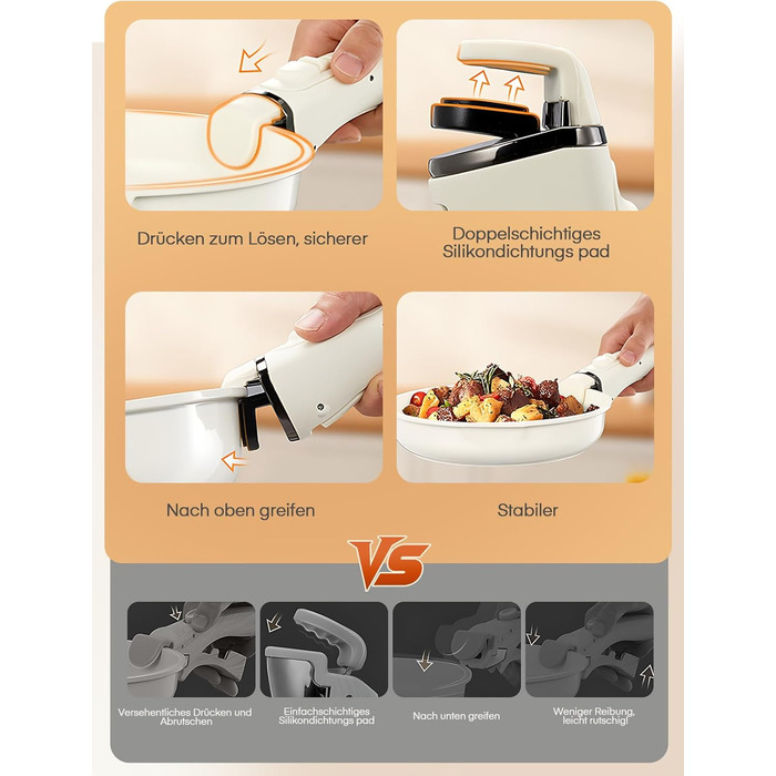 Набір посуду 17 предметів з антипригарним покриттям, індукційний, з керамічним покриттям, сумісний з духовкою, безпечний для миття в посудомийній машині, без PFOA/PFOS