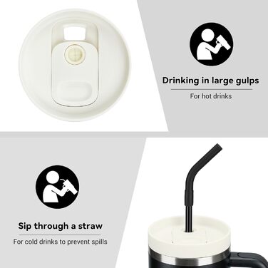 Термокружка-пляшка 1200 мл з трубочкою та антиковзним ручками, BPA Free, подвійні стінки, ізоляція для авто, офісу, відпочинку (Пастельно-рожевий, Біло-рожевий, Чорний)