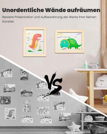 Дерев'яні рамки для дитячих малюнків, A4, 2 шт. - для школи, дому, офісу