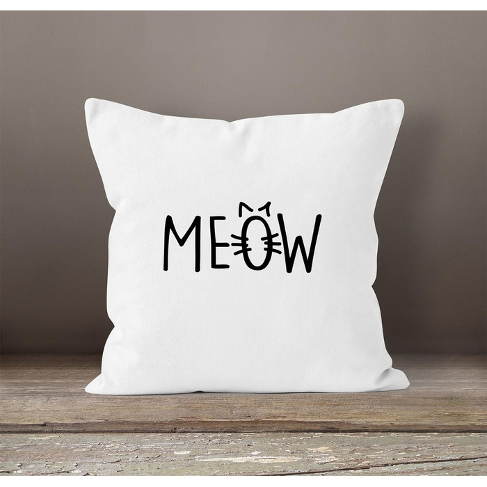 Наволочка MoonWorks для подушок 40x40 кішка Мяу MIAU Cat (унісекс, біла)
