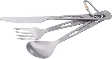 Набір туристичного посуду iBasingo Titan 3 шт. (вилка, ложка, ніж) з нержавіючої сталі - для кемпінгу, риболовлі, пікніків, грилів