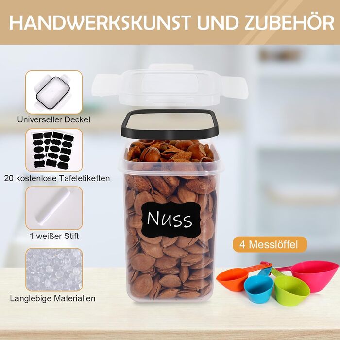 Набори контейнерів для зберігання Caliyo з кришкою, герметичні, 16 шт. - для продуктів харчування, BPA-Free