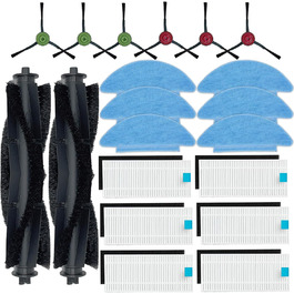 Аксесуари Запасні частини Набір аксесуарів для Tikom L9000, для Lubluelu SL60D, для HONITURE Q6 SE, для робота-пилососа Laresar L6 Nex, 2 основні щітки, 6 бічних щіток, 6 фільтрів Hepa, 6 серветок для швабри