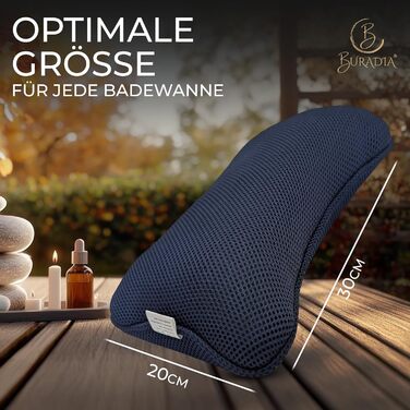 Подушка для ванни з сіткою для прання - Максимальний комфорт та розслаблення з новітньою технологією Air Mesh - Подушка для ванни з 4 міцними присосками - Подушка для шиї/голови (темно-синій)