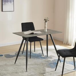 Обідній стіл Fitjar на 4 особи 100 х 60 см Обідній стіл прямокутна стільниця Кухонний стіл Сталеві ніжки бетону виглядають бетонними 100 х 60 см