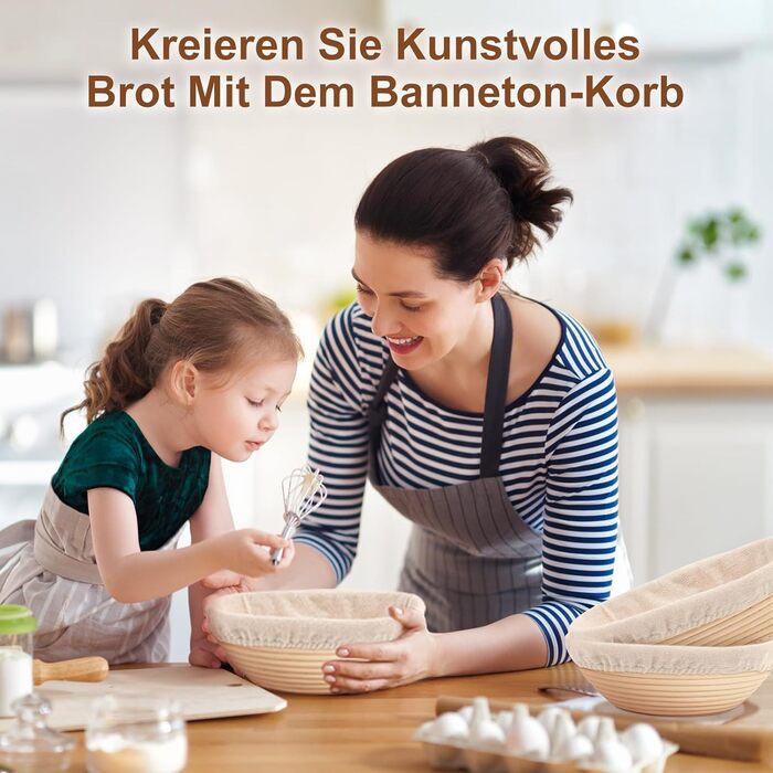 Набір для бродіння тіста Gärkorb: 23см кругла та 25см овальна корзини + 6 інструментів для випічки. Ідеально для професіоналів та любителів.