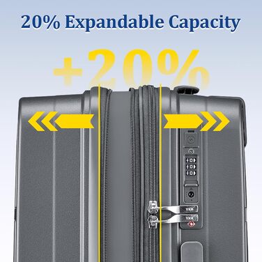 Набір валіз Joyway 4 шт. з жорстким корпусом та TSA-замком, розширюваний, сірий колір