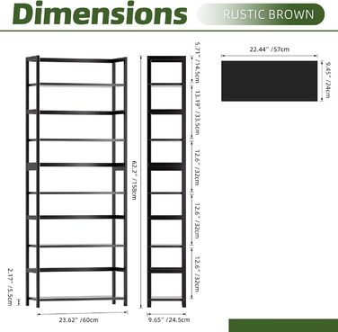 Багатоярусна полиця для книг, індустріальна з бамбуковим каркасом, дерев'яна полиця-вітрина для дому та офісу, органайзер для зберігання, рустикальний коричневий (чорний)