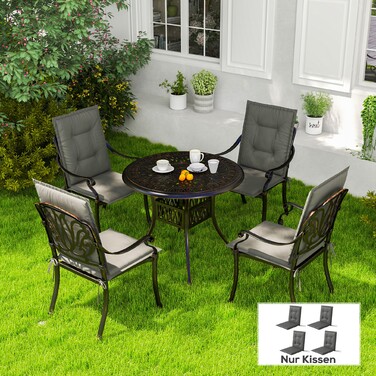 Набір з 4 подушок для сидіння 108 x 50 x 5 см, м'які подушки для стільців з зав'язками, універсальні для використання на вулиці та в приміщенні, світло-сірого кольору.