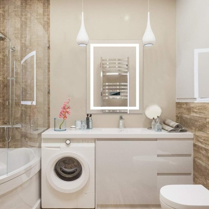 Дзеркало для ванної кімнати Kedia LED з підсвічуванням, 100x60 см, білий колір, Bluetooth, проти запотівання