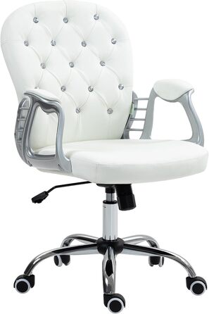 Крісло Vinsetto для дому та офісу: регульоване, обертове, з штучною шкірою, до 120 кг, біле