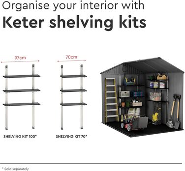 Садовий будинок Keter Darwin 2,8 м², сірий (6x8) - пластиковий, з вентиляцією та одними дверима, 25x184x205 см