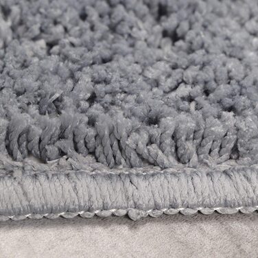 Набір килимків для ванної кімнати Jianyana (3 шт.) з мікрофібри, антиковзаючі, м'які, з довгим ворсом, для душу, у формі контуру, на унітаз, сірий в смужку