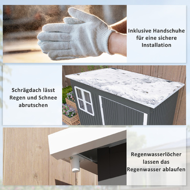 Outsunny Garden Shed 4,13 м³, Садовий сарай, 260 x 177 x 190 см, Садовий сарай з вікном, Двері, що замикаються, Гараж для велосипедів, Сталева садова шафа, для заднього двору, Сад, Темно-сірий | Аосом
