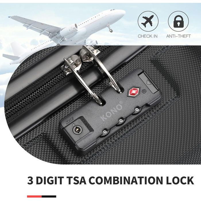 KONO Набір валіз-ролерів 2 в 1, 55 см, ручна поклажа, кремовий, набір для подорожей