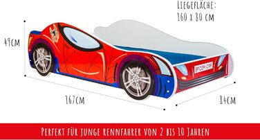 Дитяче колективне ліжко-машина дитяче ліжечко молодіжне 70x140 80x160 із захистом від падіння з висоти та матрацом Дитяче ігрове ліжко Racer 160 х 80 см Матрац Павук-машинка