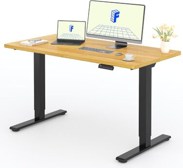 Регульований за висотою стіл FlexiSpot з 2 моторами та стільницею 25 мм, ергономічний офісний стіл 140 x 80 см, горіх, чорна металева рама
