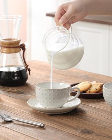 Набір посуду Malacasa LYDIA для 4 осіб (16 предметів): тарілки, чашки, чайний сервіз з рельєфом, бежевий