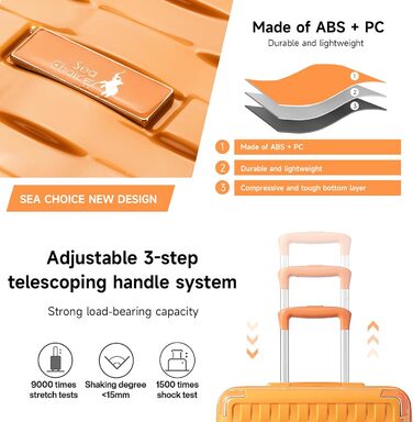 Набір валіз Sea Choice Matcha Grün: M-L-XL (55/65/75 см) з жорсткою оболонкою та TSA-замком