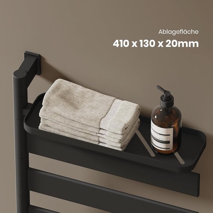 Електричний сушильник для рушників EMKE 180° з полицею, Wifi, 120W, 760x450 мм, чорний