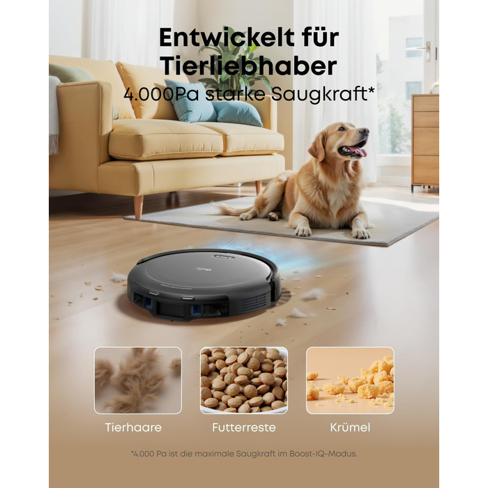 Робот-пилосос eufy C10 з автоматичною станцією самоочищення, 7,3 см, для прибирання килимів, з бічною щіткою для кутів, лазерна та інфрачервона навігація