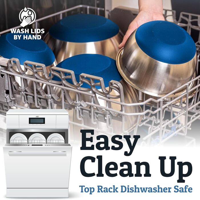 Набір мисок для змішування PriorityChef з нержавіючої сталі з кришками, 3 тертки, герметичні кришки, силіконова антиковзаюча основа, великі миски для приготування їжі, зелений (блакитний)