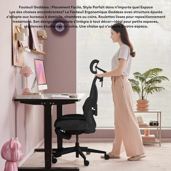 Ергономічне крісло для жінок Musso E80 Muse FemmePosture™ - регулювання нахилу 135°, 3D-підтримка попереку, 17см 4D-підголовник, висувна підніжка, регулювання глибини та висоти сидіння, регульовані підлокітники (Чорний)