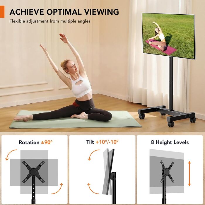 Підставка для телевізора Hemudu на колесах 23-60 дюймів, VESA 400x400, до 35 кг, регульована висота