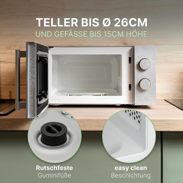 Мікрохвильова піч WALDWERK 20 л, 700 Вт - просте керування, стильний дизайн